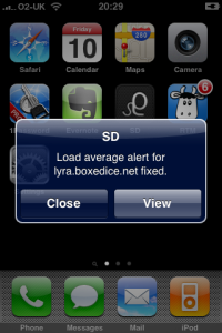 Server monitoring iPhone application alert view